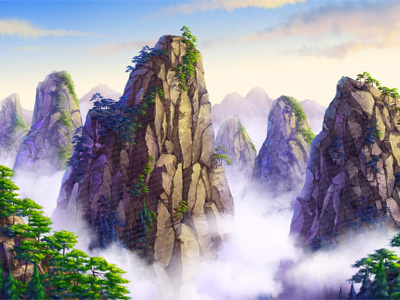 Mountains - Background Image of the casino slot asian background casino mountains oriental slot machine symbols ui