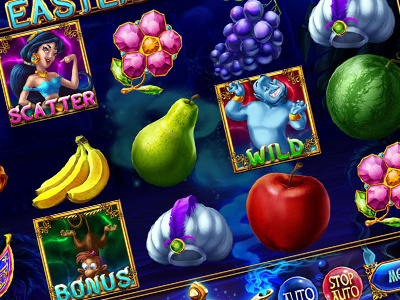 Online Slot machine for SALE – "Eastern Tale" alladin amphora apple bananas carpet fruits gems gin grape horse jasmin jewels lamp pear plan pouch princess ruby watemelon