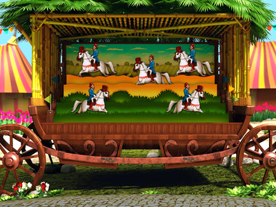 Illustration of the Bonus Game for online slot acrobat attraction attractions balancer bonus bonus game car carousel circus circus performer clown horse juggler luna park wheel wheel of fortune