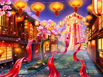 Main Background for the online slot "Summer Festival" background background art background design background image casino game chinese chinese festival festival gambling game art game design graphic design illustration online slot slot design slot machine summer festival