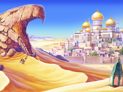 Aladdin Slot game - Main Background aladdin amphora carpet plane dagger gems gin horse jaffar jasmin jewels lamp monkey pouch princess ruby vizier