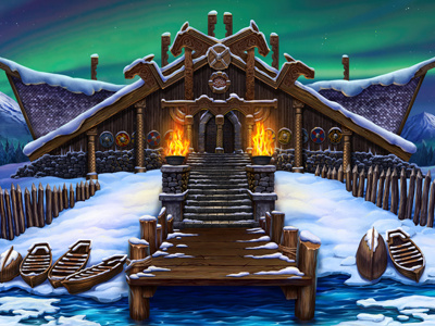Main illustration for online slot game «Nordic Kingdom» background background art background design background image casino gambling game art game design graphic design illustration slot design slot machine