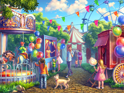 Colorful background for online slot "Circus"