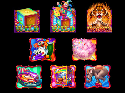 Set of slot symbols on Circus Theme
