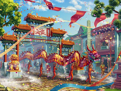 Dragon Festival in China! by Slotopaint on Dribbble