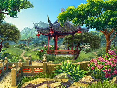 Chinese Garden - Additional background for the online slot background background art background design background image casino digital art gambling game art game design graphic design online slot design slot machine slot machines