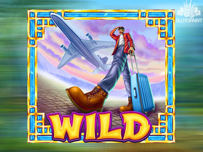 Traveling Scene - WILD slot symbol casino games china chinese chinese symbol design slot gambling game art game design luggage plane planet slot art slot design slot game slot machines slot symbol suitcase travel travelling trip