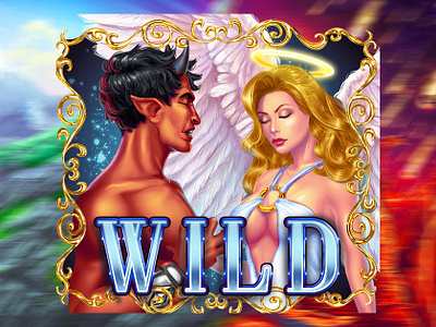 Wild slot symbol - "Angel & Demon" angel angels and demons beauty beauty and the beast demon devil game characters game symbol girl monster slot character slot characters slot symbol wild symbol