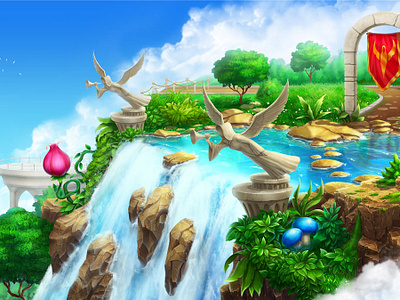 Waterfall Scene of the Bonus game