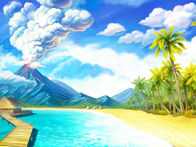 Beach Illustration for the slot game