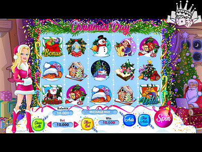 Christmas Themed casino slot christmas christmas slot christmas theme christmas tree gambling game art game design illustration slot design slot developer slot developers slot development slot machine slot machines