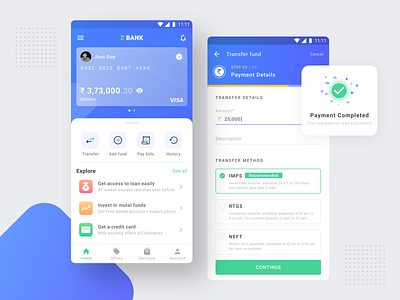 Banking App bank app banking app banking ui credit card finance fintech mobile app mobile ui money payment transaction transfer transfer money wallet