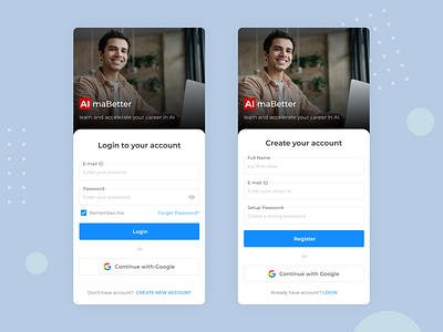 Login & Register edutech form form field interface login login form login page login ui login with google register register form register ui registration page sign in ui sign up ui signing