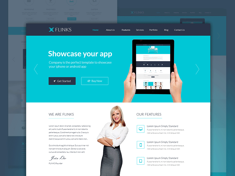 FLINKS - A Multipurpose Theme agileinfoways blue clean flat green homepage layout multipurpose neat orange ui webdesign