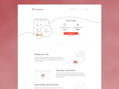 Travelform agileinfoways clean flat icons landing layout light line page simple travel wired