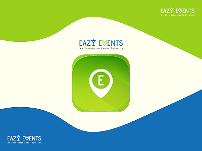 Eazy Events app icon blue event green location logo map party