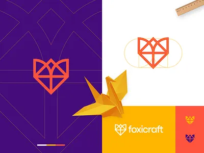 Foxicraft - Origami Animal Logo Design 🦊📃 animal logo brand identity branding fox fox logo identity logo logo design monogram origami paper symbol