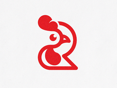 R for Rooster Logo Mark 🐓®️ chicken logo clean logo illustrator line logo logo logo design minimal modern logo monogram r letter red restaurant rooster