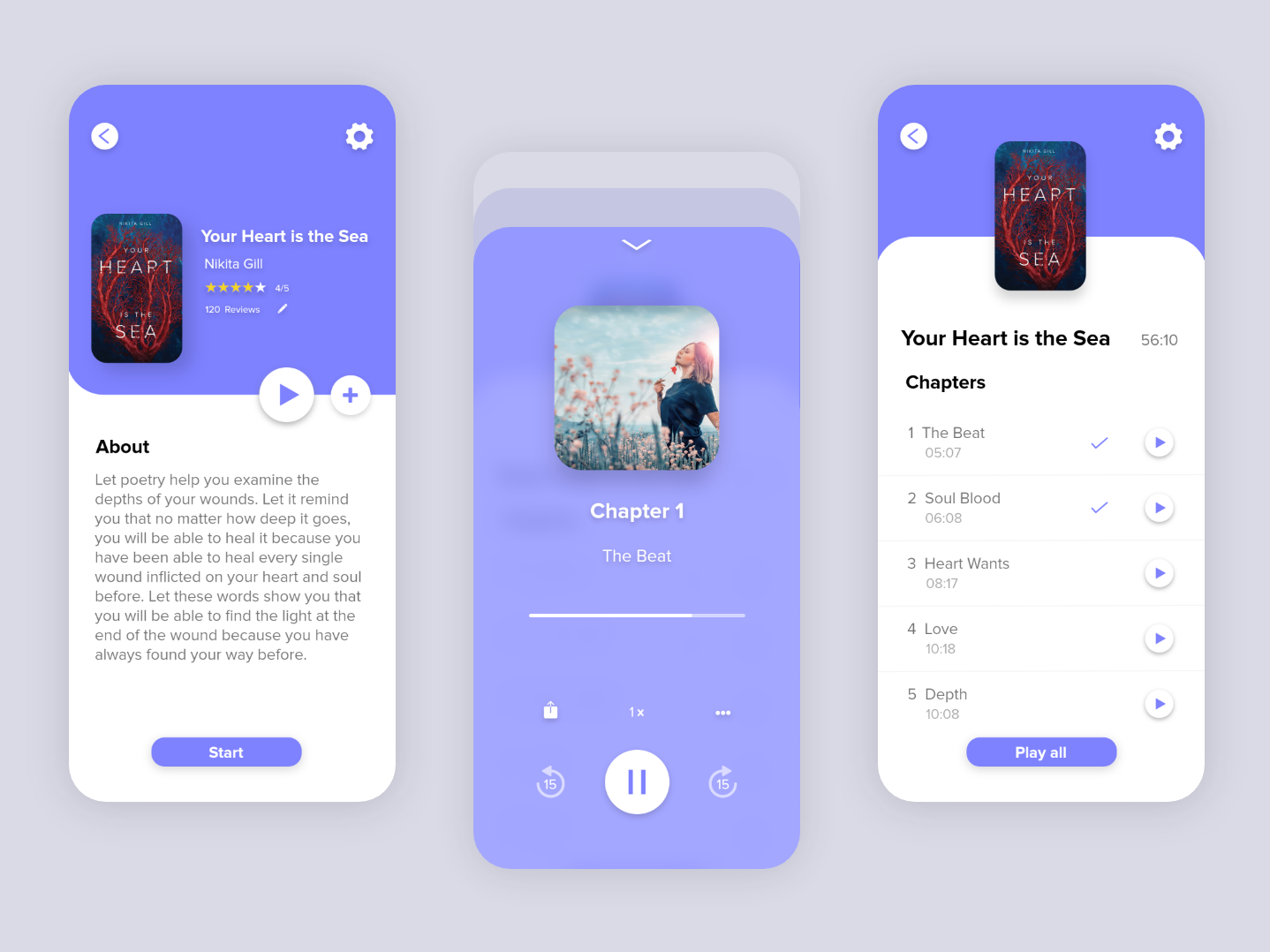 Audio book concept UI by Rahul on Dribbble