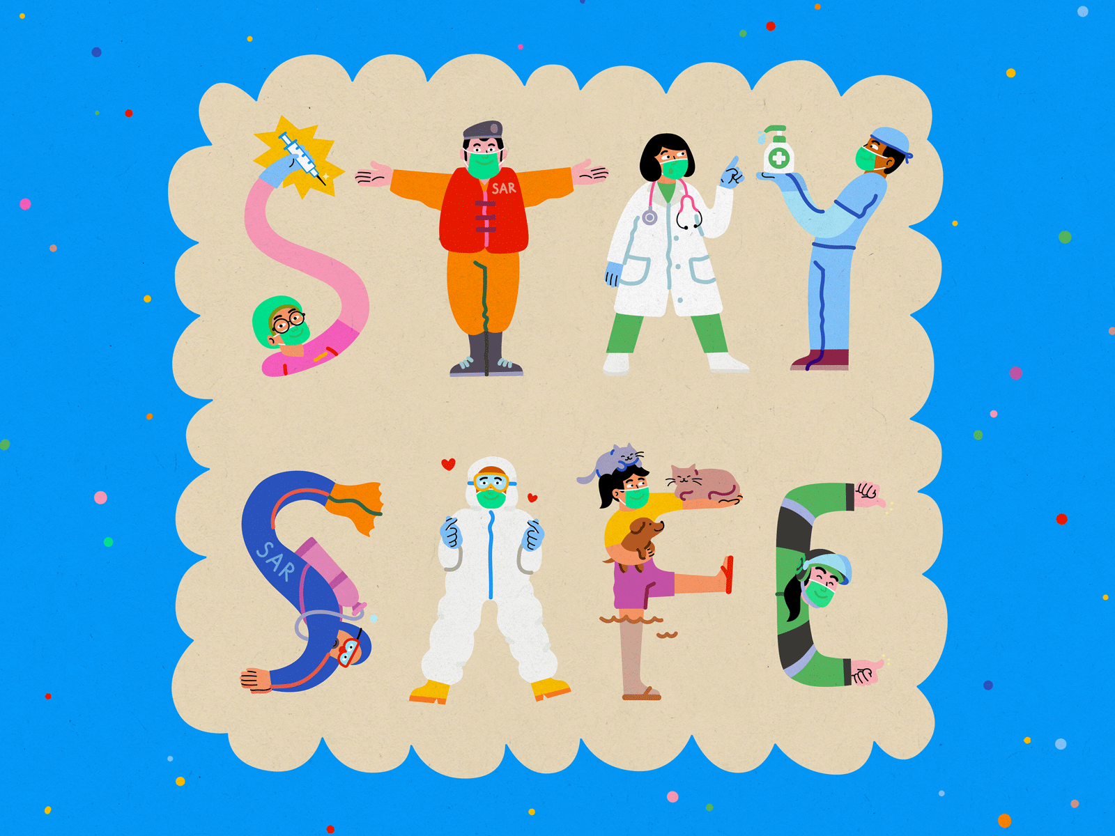 Stay Safe - Gojek Mading 2d animation characterdesign design flat gojek gojek design gojektopia illustration pandemic stay safe ui vector