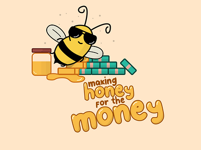 Making honey for the money bee cartoon design fun funny illustration new quote shirt vector
