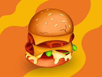 Burger Illustration Painting burger delicious food free freegraphic freeillustration freevpsd hamburger hamburgers junkfood psd