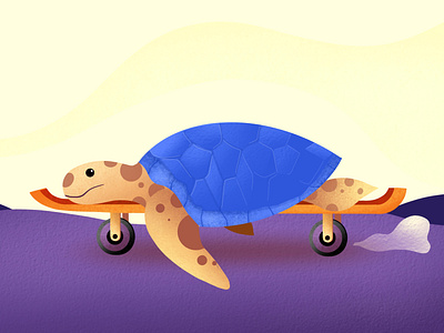 Turtle on skateboard illustration