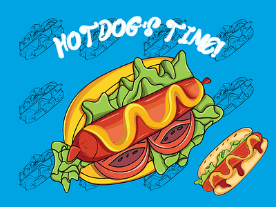 Hand Draw illustration of hotdogs