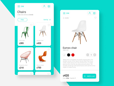 Daily UI :: 012 - Ecommerce Shop chair chairs challenge daily ui 012 dailyui dailyuichallenge ecommerce furniture shop ui
