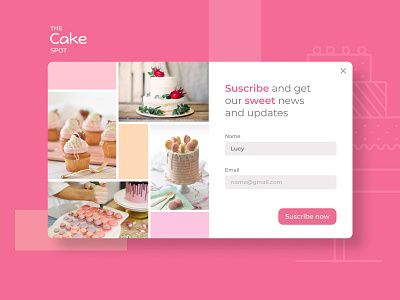 Daily UI :: 026 - Suscribe bakery cakes challenge daily ui 026 dailyui dailyui 026 dailyuichallenge modal newsletter patisserie popup suscribe suscribe form sweet