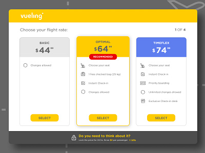 Daily UI :: 030 - Pricing challenge daily ui daily ui 030 dailyui dailyui 030 dailyuichallenge flight flights pricing pricing page rate