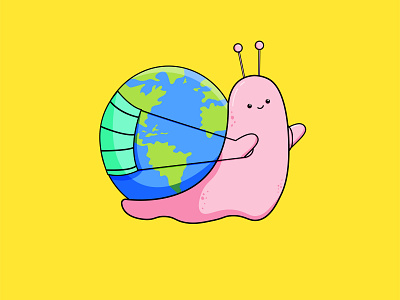 Lets save the earth❤❤ animal coronavirus covid19 cute earth illustration logo mascot snail