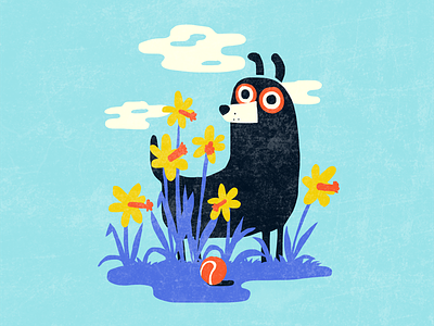 Daffs artwork blue daffodil design dog drawing flowers illustration photoshop spring
