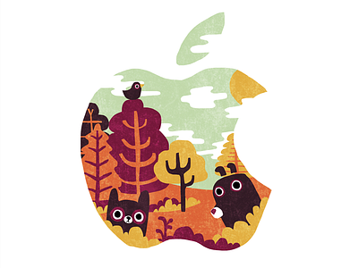Appletime animals apple artwork creatures design drawing illustration nature photoshop trees