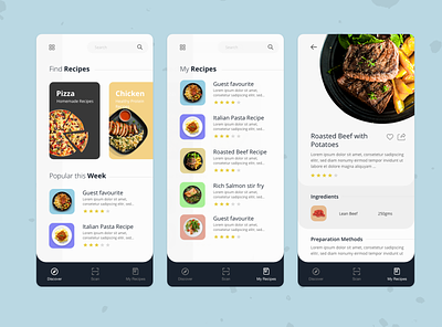 Community Cookbook Mobile App app cooking cooking app design food food app mobile app mobile app design mobile design recipe recipe app recipe book ui user experience user interface ux