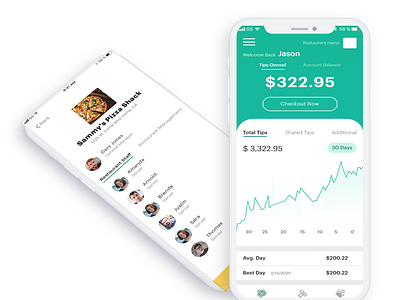 App UI design from wireframe clean simple waiter