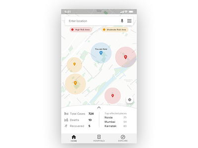 Working on new app-design for finding corona infected area khadush ui