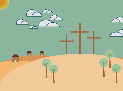 the cross the hill bible christian design illustration