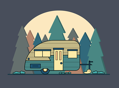 camper camp camper camping design illustration