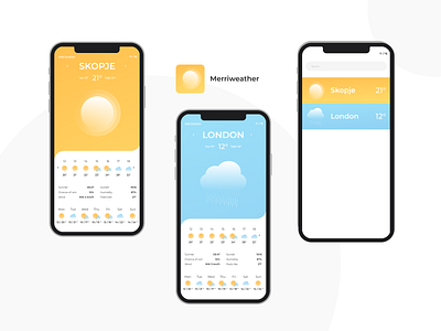 Weather app clouds forecast gradient icon meteo mobile app sun weather