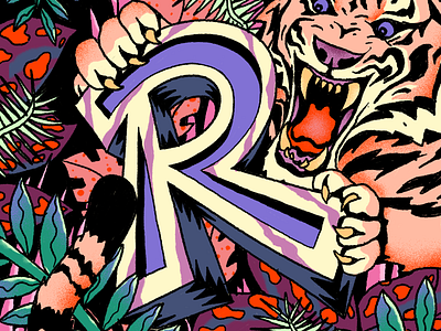 Roar drawing illustration jungle tiger typography