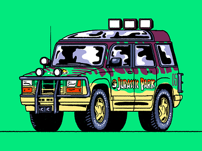 Jurassic Park 4x4 car drawing fanart illustration jurassicpark movie og