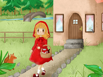 Little Red Riding hood childrens book computer art digital art illustration