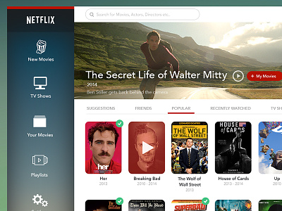 Netflix app facebook film minimal movies netflix redesign social spotify