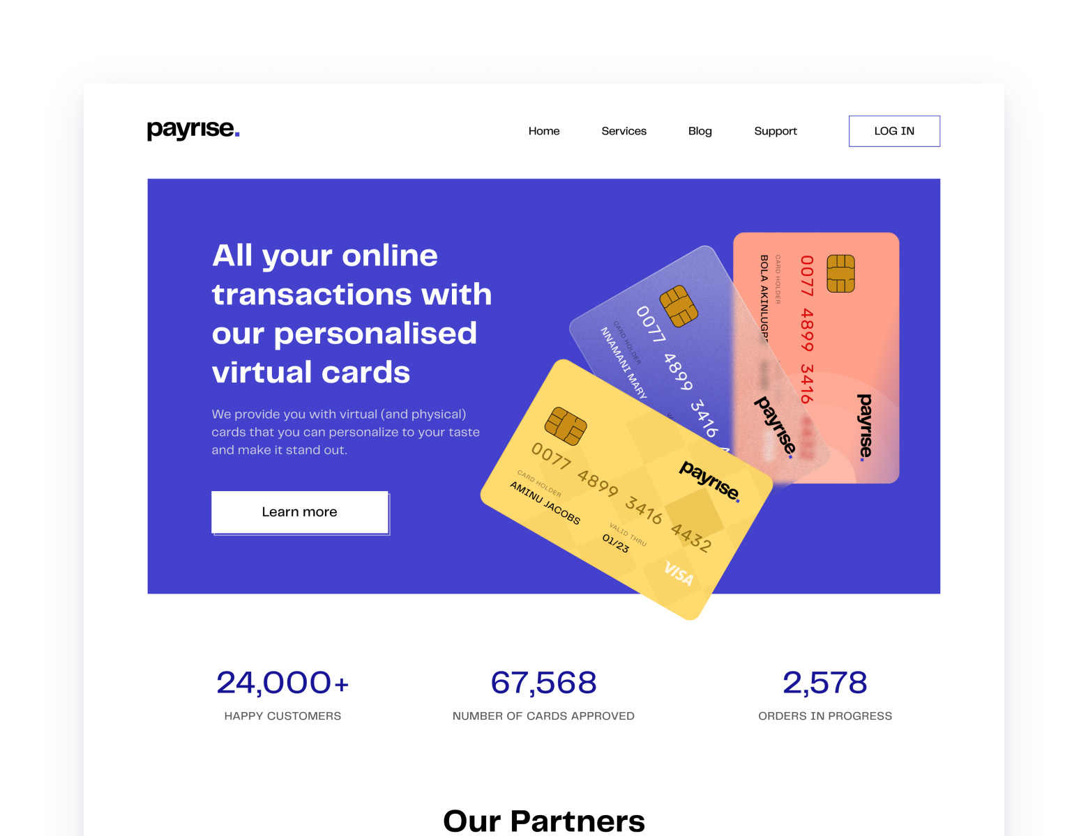 Landing page concept for Credit Card Company by Akinkunmi Oyehan on Dribbble