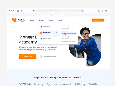 Landing page for Yapha Academy