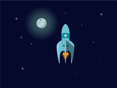 Flat Spaceship design flat flat design flat illustration fun illustration illustrator moon rocket space spaceship stars