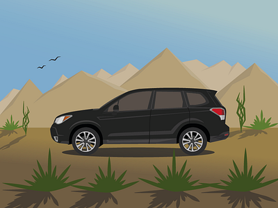 Subaru Forester 2018 car car illustration desert design forester illustration illustrator landscape landscape illustration new ride subaru