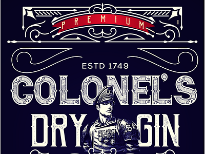 Colonel's Dry Gin Label abstract branding design designforpeople illustration india liqueur logo surhab