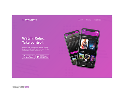 Landing Page - DailyUI 003 003 dailyui dailyui 003 landing page macbook movie app ui ux web